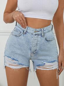 Dubbellaagse denim Destory-short