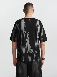 Chillumni Men's Fashion Printed Short Sleeve Knit Top - Black - View 2