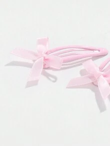 ROMWE Kawaii Conjunto de 8 piezas de horquillas japonesas de estilo dulce de color rosa con moño para mujeres y niñas, incluyendo pinza de borde y clip lateral, regalo de graduación - Rosa - Ver 7