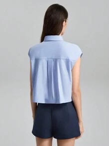 Ontre Damski Składanie Pokrywa I Pofałdowany Koszula