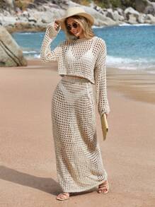 SHEIN Cottnline Knitwear 2 Pieces Set - Beige - View 3