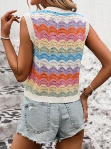 SHEIN LUNE 女士時尚多彩波浪紋針織毛衣背心