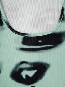 SHEIN ICON 女士染色夏季短款背心 - 藍色 - 查看 6