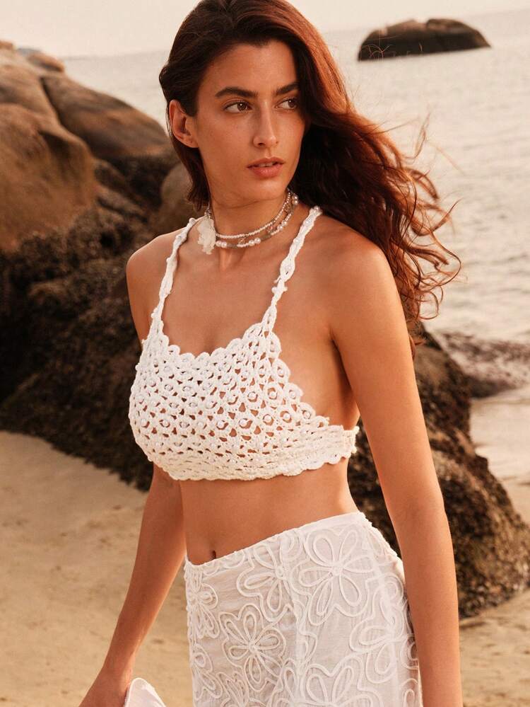 Elegantes Strand Perlen BH Slim Tank Top Crop Top