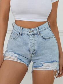 Dubbellaagse denim Destory-short