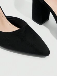 CUCCOO BIZCHIC 女士时尚黑色经典踝带尖头高跟鞋，粗跟，适合正式场合优雅基本款商务休闲商务时尚圣诞节秋季新年假期 - 黑色 - 查看 7