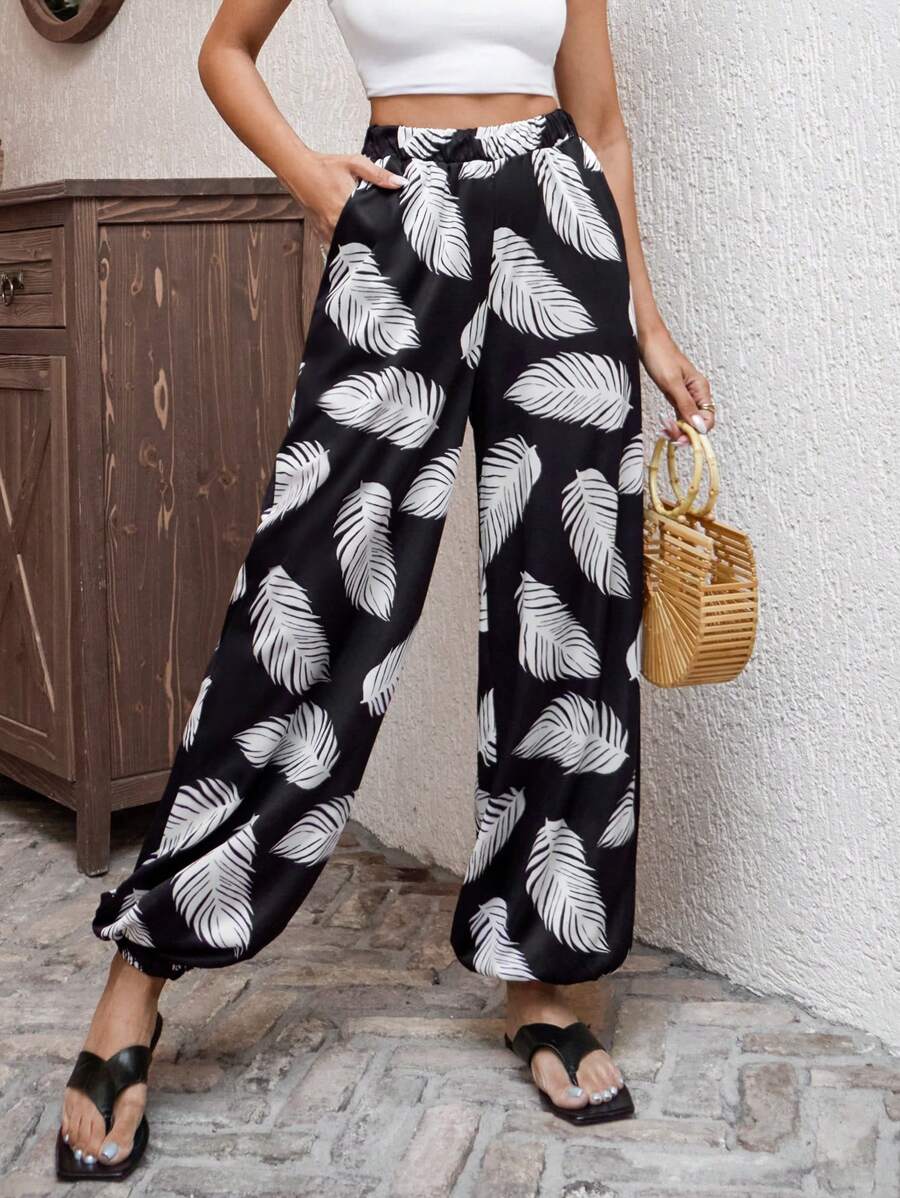 RueChic WOMEN BOTTOM TROPICAL PRINTED PANT - Multicolor - View 1