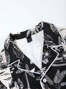 Manfinity RSRT Camisa casual de hombre con estampado de árbol de palma y mangas cortas para resort (corte al azar) - Multicolor - Ver 5