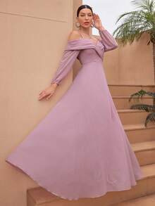 Spaghetti Strap Solid Color A-Line Evening Dress, Bridesmaid Dress - Pink - View 1