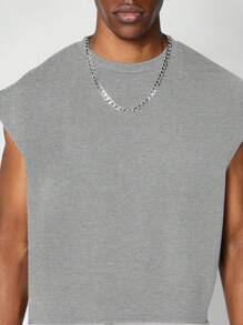 SUMWON Boxy Fit Crop Raw Edge Essential Tank - Grey - View 3
