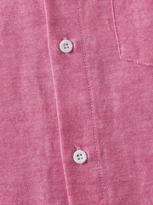 Manfinity Homme Men's Woven Solid Color Short Sleeve Regular Fit Casual Shirt, Suitable For Spring And Summer, Daily Wear - Pink - View 3