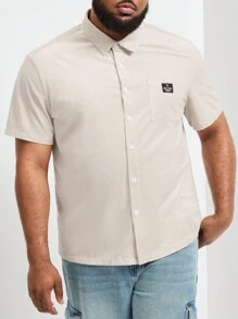 Manfinity Homme Men's Plus Size Simple Solid Color Short Sleeve Casual Shirt