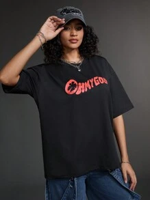 Streetz SHEIN Sport Women's Fashionable Casual Fit Casual Sport T-Shirt With Printing, Versatile
