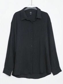 DAZY Áo Sơ Mi Sheer Nút Phía Trước - màu đen - Xem 6