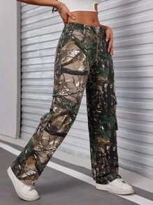 SHEIN EZwear 女士印花休閒日常牛仔褲 - 彩色 - 查看 4