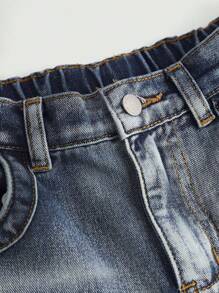 SHEIN Tween Boy Casual Stylish Washed Loose Wide Legs Denim Jeans, For Spring/Summer - Light Wash - View 6