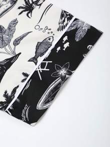 Manfinity RSRT Camisa casual de hombre con estampado de árbol de palma y mangas cortas para resort (corte al azar) - Multicolor - Ver 6