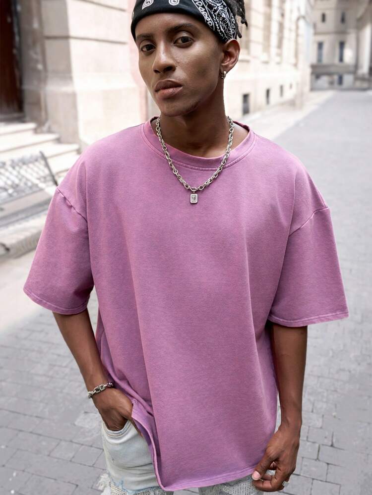 Men Faded Drop Shoulder Short Sleeve T-Shirt For Summer