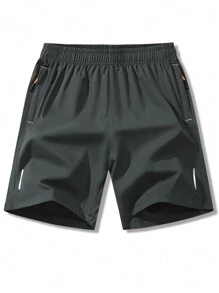4 peças de Shorts esportivos casuais masculinos com elástico na cintura e bolso com zíper