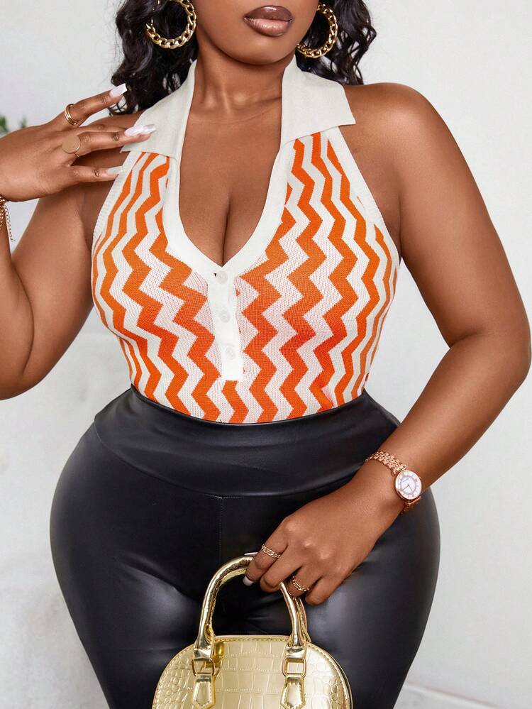 Plus Size Women's Color Block Simple Knit Top For Daily Wear