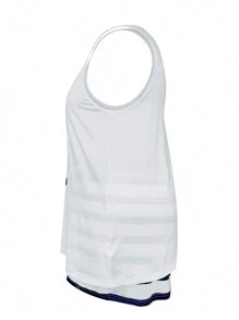 2pcs Set: V-Neck Casual Anchor Print Tank Top + Elastic Waist Striped Classic Design Beach Vacation Travel Wear, Plus Size, Spring/Summer