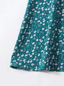 Soleia 抽繩前結飾抽褶小碎花連衣裙