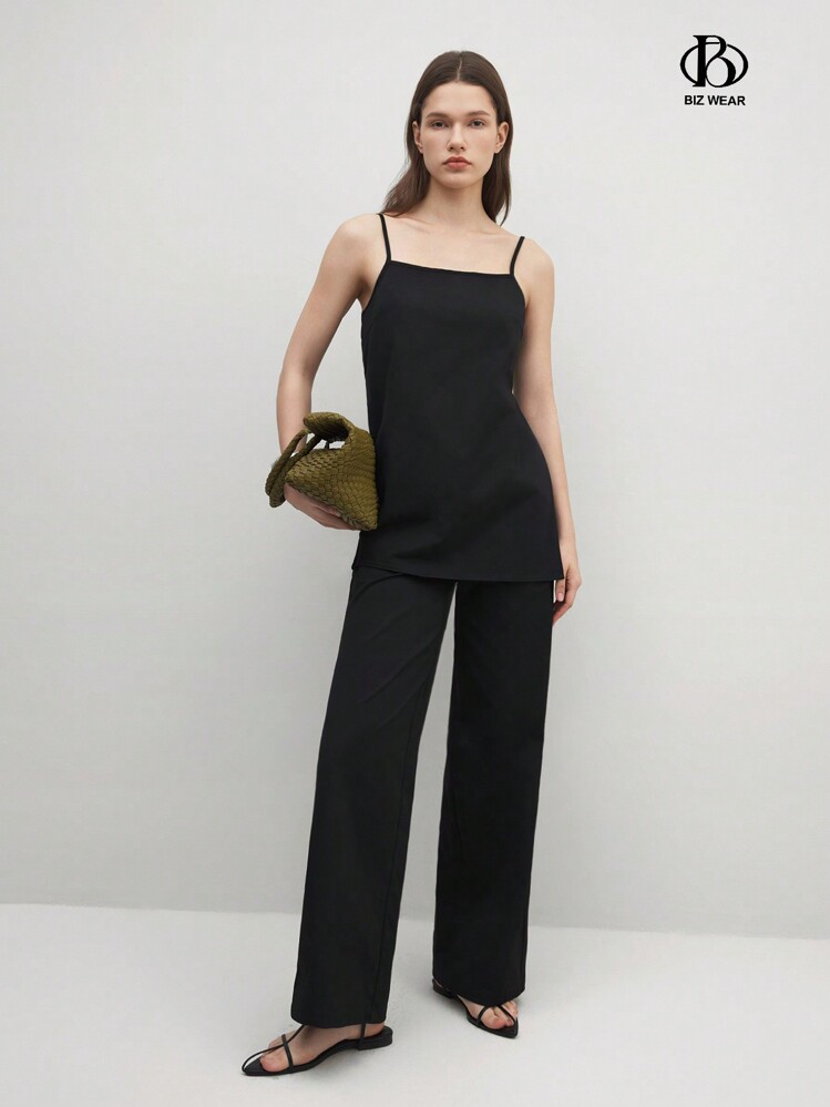 BizChic Bộ hai món áo không tay và quần dài đi làm thanh lịch dành cho nữ để hẹn hò - màu đen - Xem 7
