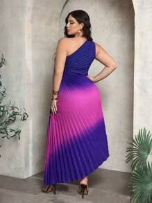 SHEIN SXY Plus Size Ombre One Shoulder Pleated Asymmetrical Hem Dress - Purple - View 2