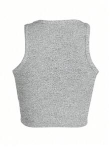 INAWLY 女款印花簡約休閒無袖背心，適合日常穿著 - 灰色 - 查看 2