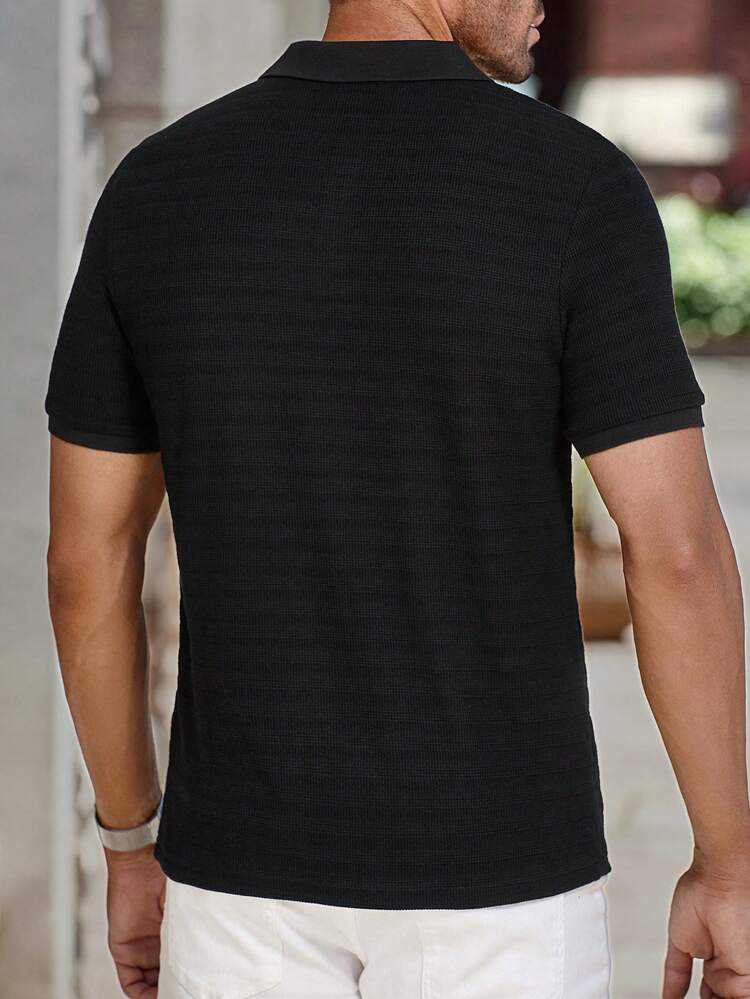 Men's Simple Solid Color Short Sleeve Polo Shirt For Daily Wear