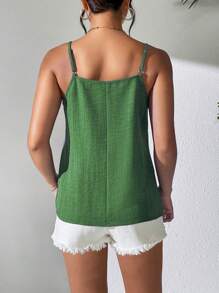 Chiquease Summer Casual Solid Color Ruched Camisole - Green - View 2
