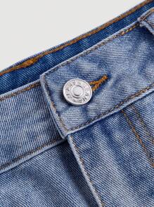 SHEIN MOD 女性時尚蝴蝶結設計牛仔迷你裙 - 淺色水洗藍 - 查看 5