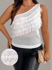SHEIN Unity Plus Size Women Solid Color Simple Knitted Top For Daily Wear - White - View 4