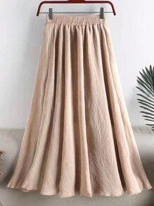 Women Fashionable Solid Color Casual Pleated Skirt
