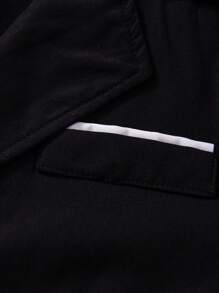 SHEIN 青少年男孩 4 件套绅士服装套装：长袖白衬衫、翻领西装外套、翻领背心和黑色长裤 - 适合生日派对、晚会、婚礼 - 彩色 - 查看 8