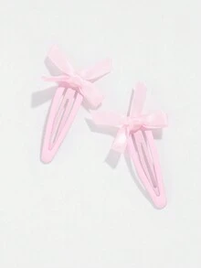 ROMWE Kawaii Conjunto de 8 piezas de horquillas japonesas de estilo dulce de color rosa con moño para mujeres y niñas, incluyendo pinza de borde y clip lateral, regalo de graduación - Rosa - Ver 5