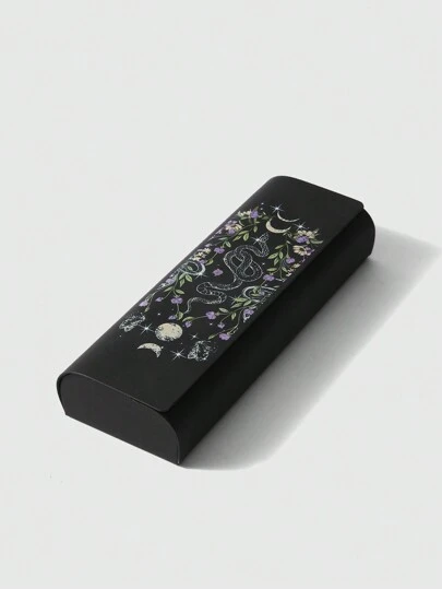 ROMWE Fairycore 蛇纹印花眼镜盒，适用于存放眼镜和太阳镜，万圣节