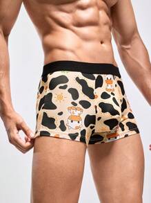 Fashionable Men's Cow Print Boxer Shorts - Multicolor - View 6