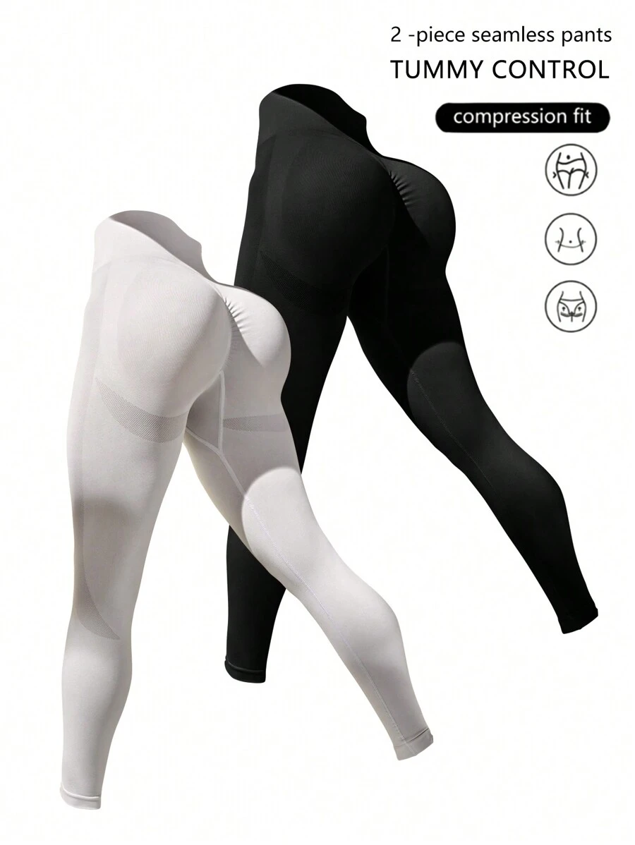 Easithlete Quần legging thể thao nữ liền mạch tập yoga 2 chiếc - Nhiều màu - Xem 1