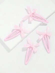 ROMWE Kawaii Conjunto de 8 piezas de horquillas japonesas de estilo dulce de color rosa con moño para mujeres y niñas, incluyendo pinza de borde y clip lateral, regalo de graduación - Rosa - Ver 8