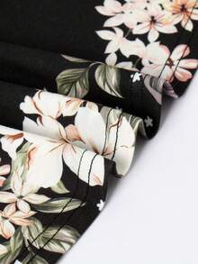 女款V領花卉A字型3/4袖上衣T恤 - 彩色 - 查看 5