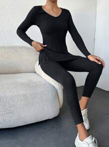 RueChic Women Two-Piece Outfits - Black - View 1