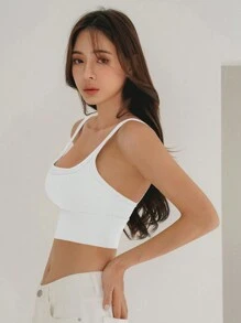 DAZY 女士實色運動內衣 - 白色 - 查看 3