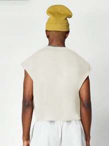 SUMWON Boxy Fit Crop Raw Edge Essential Tank - Apricot - View 2