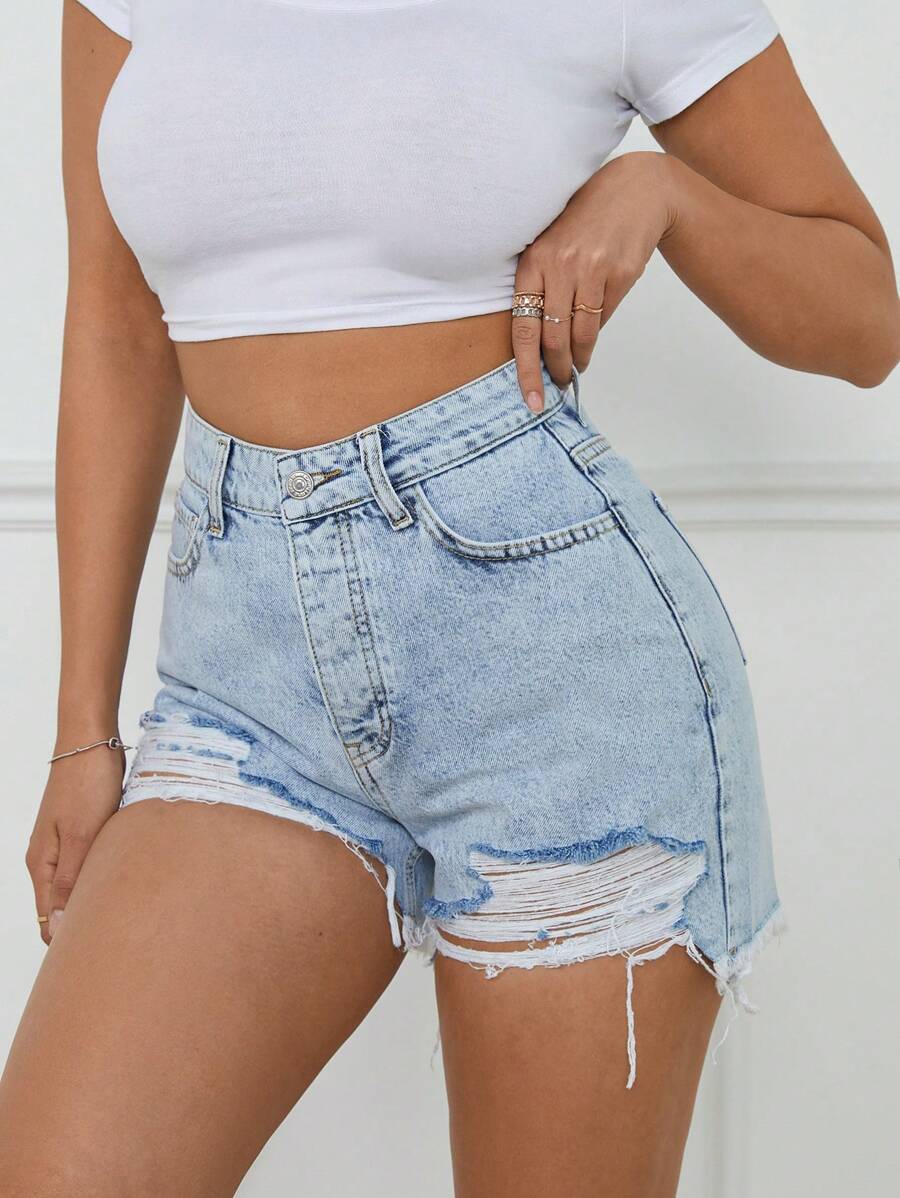Dubbellaagse denim Destory-short