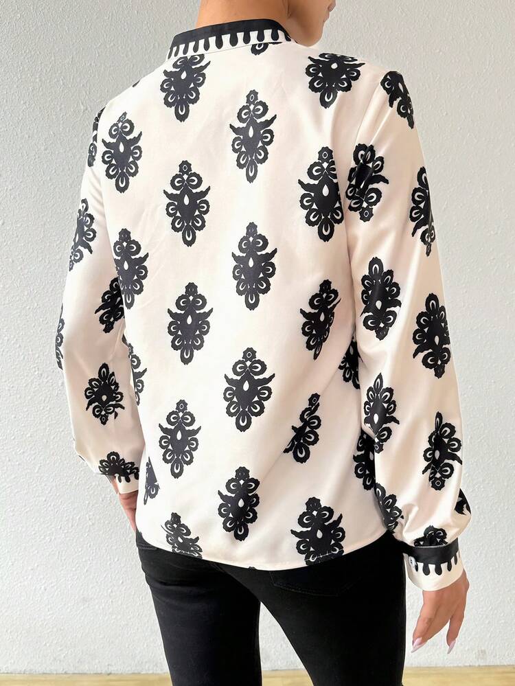 Women's Bohemian Style Printed Long Sleeve Shirt, Women's Top