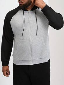 Manfinity Homme Men's Plus Size Fashion Colorblock Long Sleeve Sweatshirt Sweatshirt