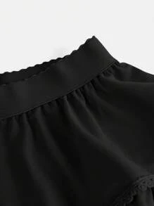 SHEIN Girlism Tween Girl Vacation Casual Spring/Summer Woven Cake Skirt