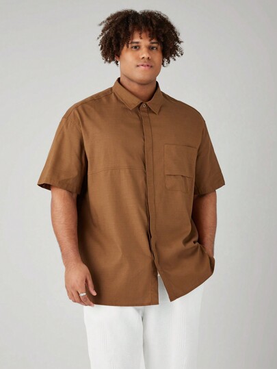 Manfinity VCAY Men's Plus Size Woven Casual Short Sleeve Shirt