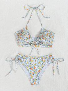 SHEIN Swim Women's Printed Bikini Set (Random Print) Summer Beach - Multicolor - View 6